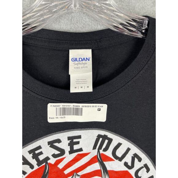 Gildan Japanese Muscle T Shirt Men's Size M Black Samurai Warrior Head Mask Tee - Picture 2 of 6